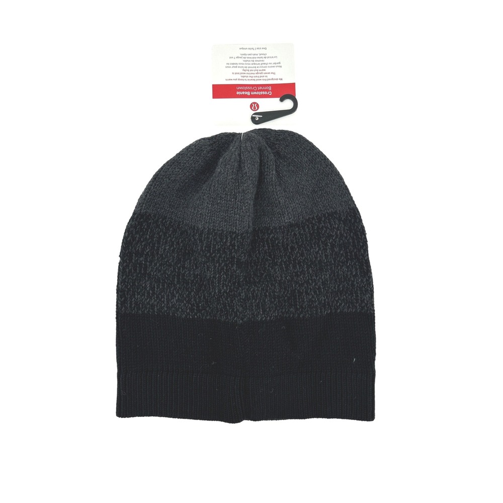 Lululemon Crosstown Beanie Merino Wool Black‎ Charcoal Grey Hat NWT